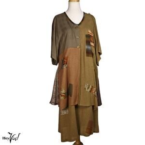 Donna Jessica Dress w Jacket Patchwork Art Wear Cottagecore Plus Size - Hey Viv